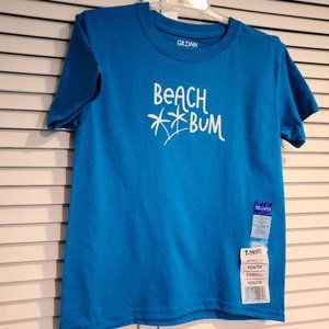 Beach Bum Youth T Shirt in Caribbean blue X Small Short Sleeve boy/girl